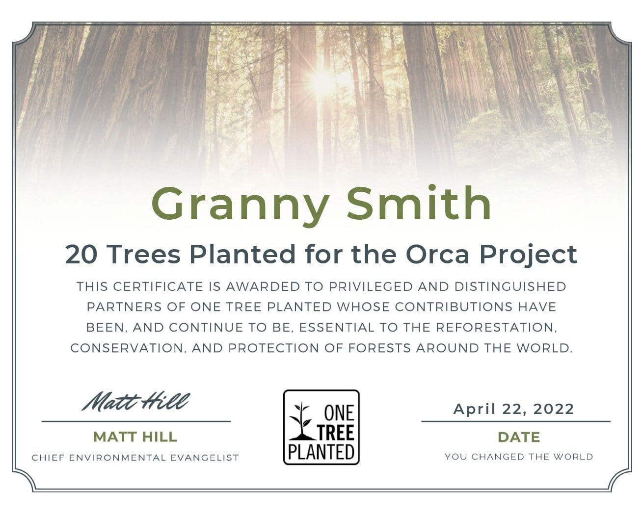 Plant Trees for the Orca