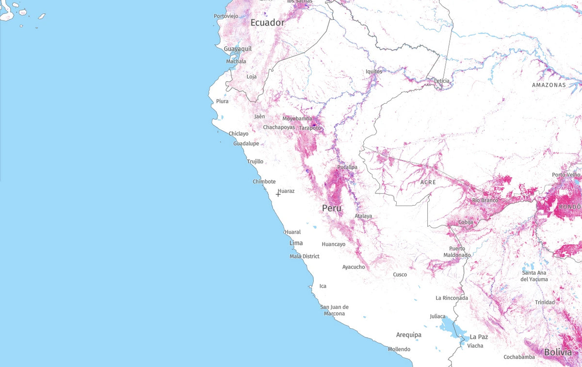 Map of deforestation in the Amazon