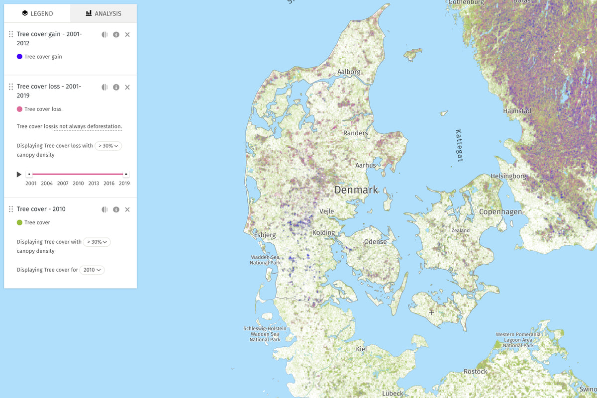 Map of Deforestation in Denmark
