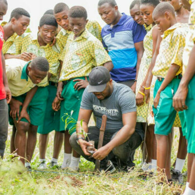 Kids planting trees in Ghana