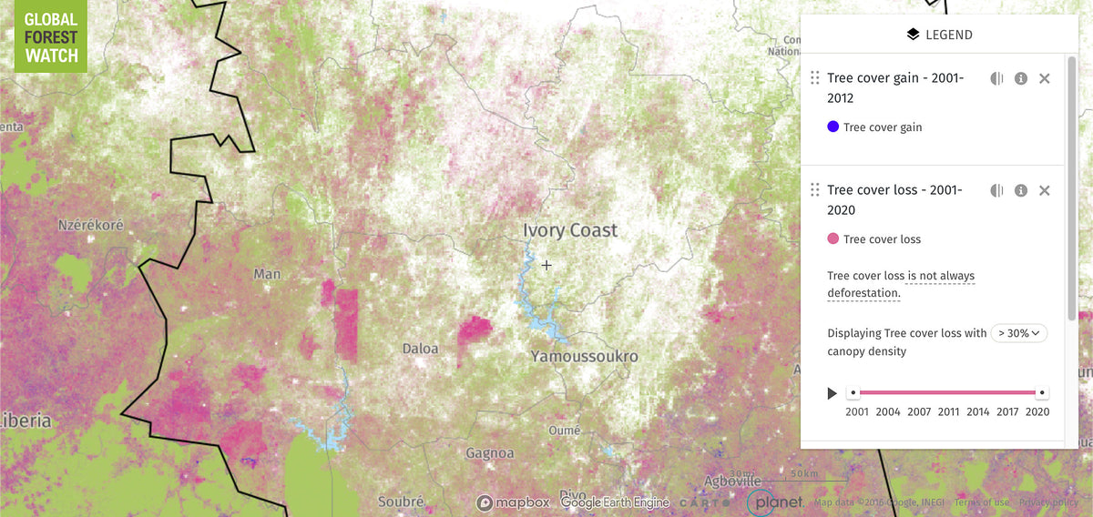 Forest Coverage in Côte d'Ivoire