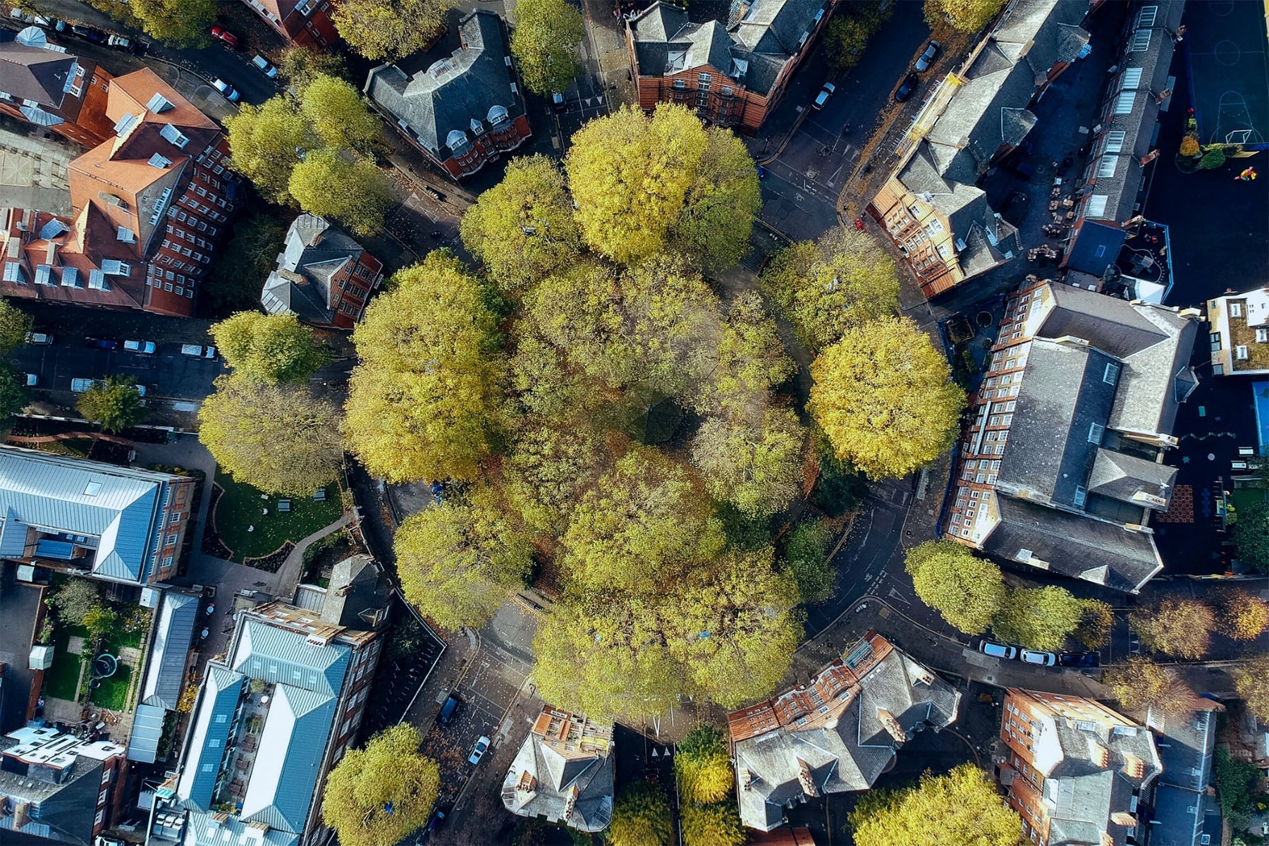 aerial view urban heat island