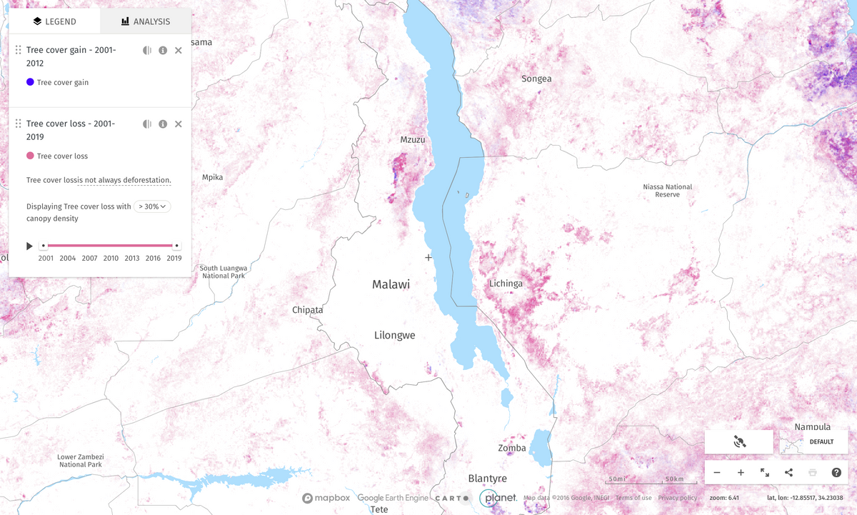 Map of deforestation in Rwanda