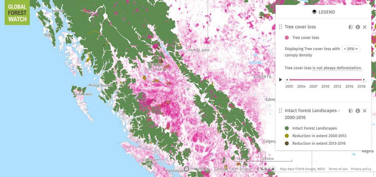 Forest Coverage in British Columbia