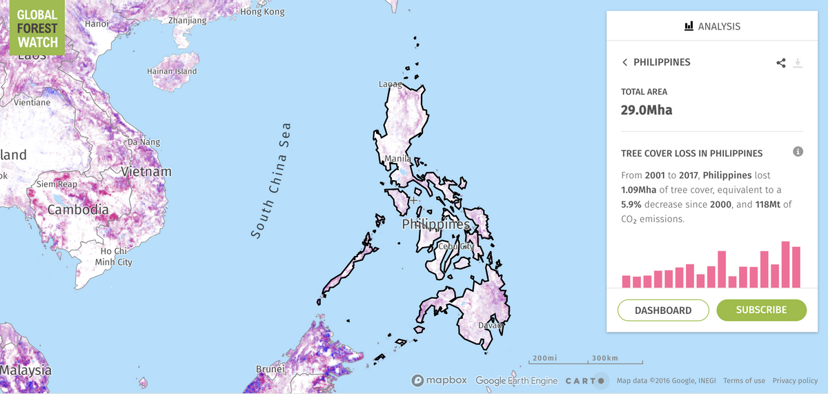 Map of Deforestation in the Philippines